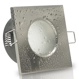 trendlights24 Aqua Base IP65 Bathroom Ceiling Recessed Spotlights Square – Set of 5 12 V LED 4 W Warm White with Transformer – Stainless Steel Look Recessed Light for Indoor and Outdoor Use
