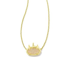 Kendra Scott Elisa Unicorn Short Pendant Necklace Gold Iridescent Drusy One Size