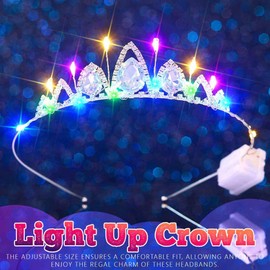 JEWEKY Light Up Rhinestone Tiara Silver Glow Princess Crystal Crown for Women and Girls (01, One Size)