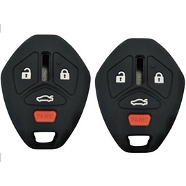 Keyless Entry Remote Key Fob Skin Cover Protective Silicone Rubber key Jacket Protector for Mitsubishi Endeavor Galant Lancer Outlander 4 Buttons (2 Black)