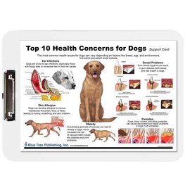 Blue Tree Publishing Dog 10 Health Concern Chart, double side laminated chart with Ear Dry Erase Clipboard, A4 size, Anatomy & Veterinary Physiology Canine - For Vet Nurses And Students.