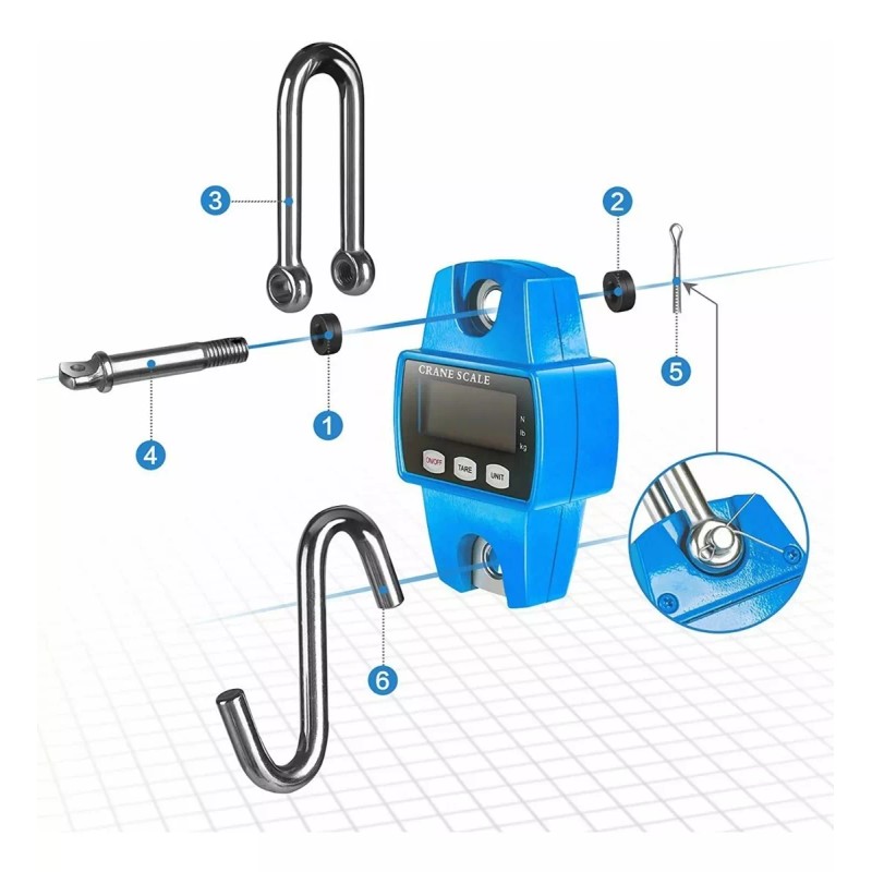 Fnbrli Báscula Industrial Lcd Digital Portátil Para Colgar 500 Kg