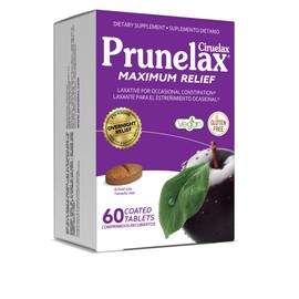 Prunelax Ciruelax Maximum Relief Laxative Tablets with Natural Senna for Occasional Constipation, Senna Extract, Vegan & Gluten-Free, Gentle Overnight Relief - 60ct (Pack of 5)