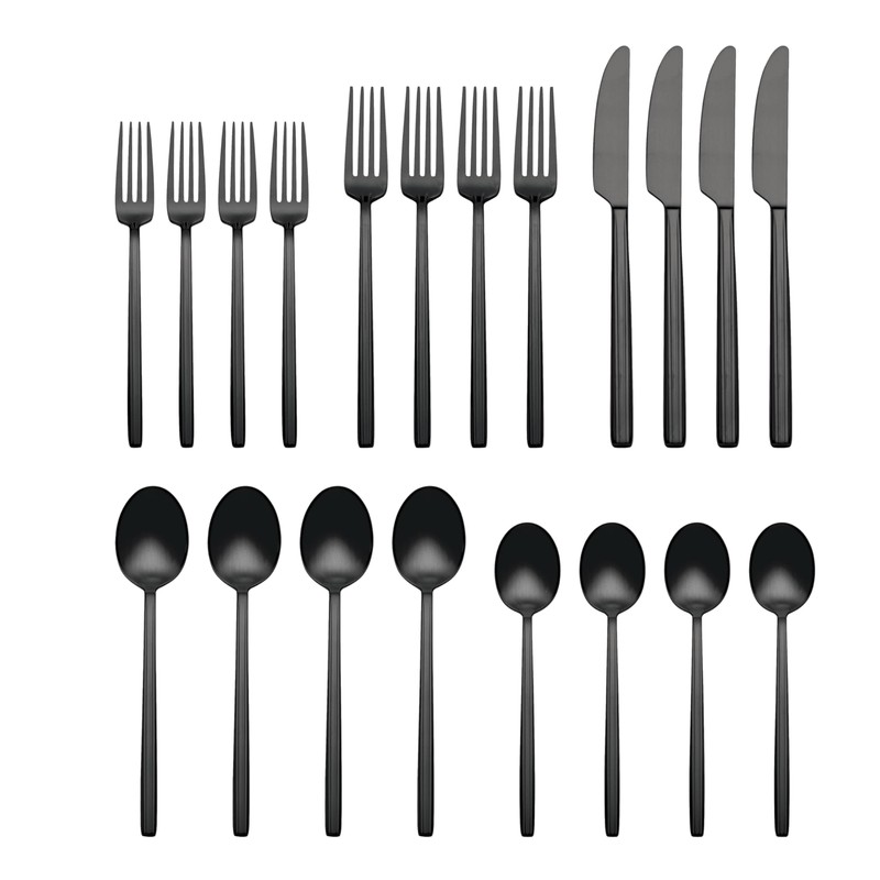Oneida 896761 Dean Satin Black 20 Piece Flatware Set