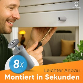 MEISTERBAU - Roller Shutter Stopper 40 mm [Pack of 8] - Durable Plastic Roller Shutter Stoppers Grey [Made in Germany] - Weatherproof Roller Shutter Stopper with Screws - For Shutter Armoured Slats