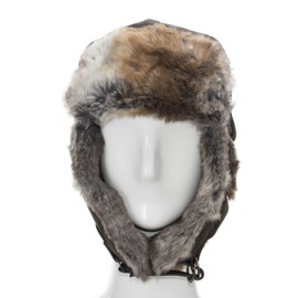 ULTRAFINO Sitka Unique Trapper Aviator Ushanka Hat Extra Soft Faux Fur and Leather Brown 7 3/8