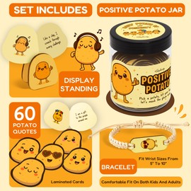 Stofinity Emotional Support Potato Affirmation Jar - Funny Birthday Gifts For Women Friends Coworkers, Cute Positive Affirmations Cards Desk Decor, Back To School Teen Girl Gifts Trendy Stuff