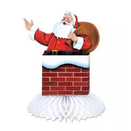 Beistle Santa in Chimney Centerpiece #22842, Christmas Centerpiece