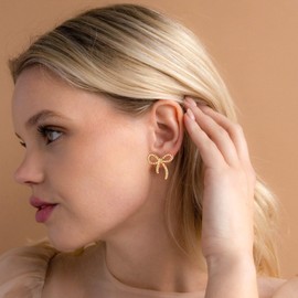 HESSAWELL Twisted Bow Earrings for Women Gold Bow Earrings for Women Birthday Jewelry Christmas Xmas Santa Gift