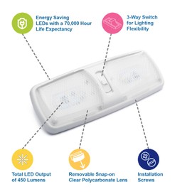 Lumitronics RV LED Interior Lights - Soft & Cozy Warm Ceiling Fixture With 3-Way Switch - 12 Volt for Camper Lighting (6-Pack)