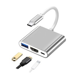 2025 Model 3 in 1 USB Type C to HDMI Converter Adapter, Supports 4K/30Hz HDMI Video Output, USB 3.0 PD100W, Charging and OTG Function, Compatible with Type C Devices such as MacBook, i-Pad Pro