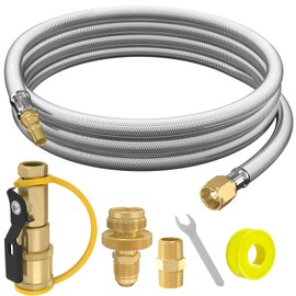 12FT RV Quick Connect Propane Hose with 1/4"Shutoff Valve, Propane Quick Connect Hose for RV to Gas Grill, Compatible with 1 LB Portable Appliance, for Blackstone Griddle, Weber Q, Coleman, heaters
