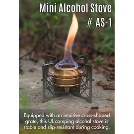 CAMPINGMOON Alcohol Stove Brass Stainless Steel Mini for Backpacking Hiking Rack Cross Stand AS-1