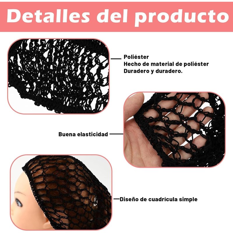 3 Piezas Red Para Cabello, Redecilla De Malla, Hair Nets