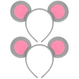 TOYANDONA 2Pcs Mouse Ears Headband - Animal Ears Headband Cute Grey Mouse Headbands Rat Headpiece for Costume Accessories