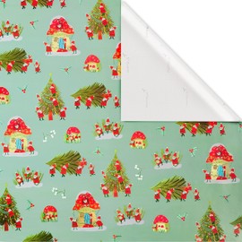 Papyrus Christmas Wrapping Paper Rolls, Gnomes, Santa Train (2 Rolls, 52.5 sq. ft.)