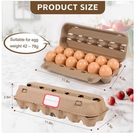 24 Pack Dozen Egg Cartons Bulk 12 Count For Fresh Chicken Eggs Or Duck Eggs, Empty Natural Paper Pulp Egg Cartons Reusable, Strong Sturdy Design Made from Natural Cardboard.
