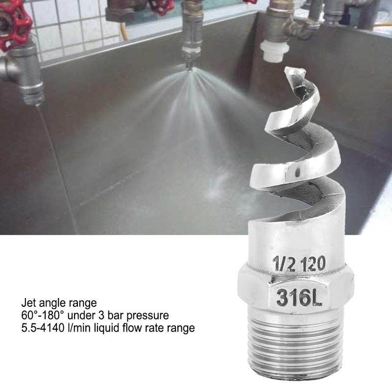 Spiral Nozzle SPJT 316L Stainless Steel Male Thread Anti‑Clogging Watering
