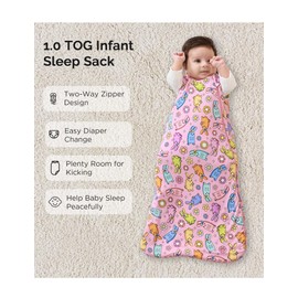 EASWEET Bamboo Viscose Infant Sleep Sack 1.0 TOG Sleeveless Sleep Bag for Baby with 2-Way Zipper, BunnyBiscuit, 18-24 Months