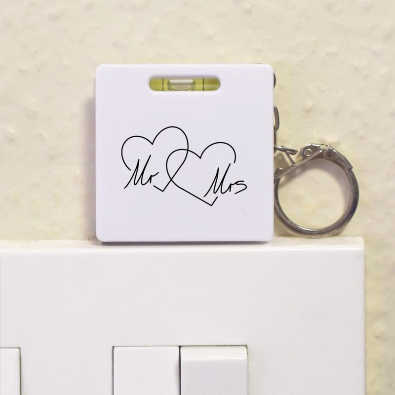 'Mr & Mrs Hearts' Keyring Tape Measure/Spirit Level Tool (KM00041697)