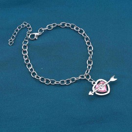 YienDoo Unique Heart Crystal Bracelet Silver Arrow Hand Chain Pink Tiny Heart Rhinestone Wrist Chain Dainty Hand Harness Slave Bracelets Jewellery for Women Girls