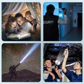 Kitness High Power Handheld Spotlight Rechargeable LED Flashlights Waterproof Searchlight Superbright Coon Hunting Lights Torch Flashlight (K382 Black White Light)