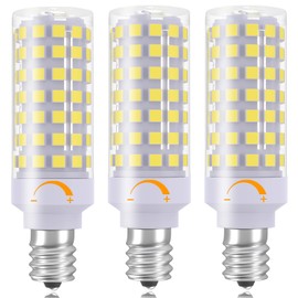 E12 LED Light Bulb Dimmable, 60W Halogen Equivalent, 6000K Daylight White, T6 Small Base 120V 7W 630LM C7 Bulbs for Ceiling Fan, Chandelier, Pendant Lighting, Salt Lamp, 3 Pack