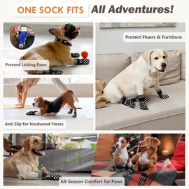 AIEDOULER Anti Slip Dog Socks to Prevent Licking Paws, Dog Shoes for Hot/Cold Pavement, Dog Boots on Hardwood Floors, Traction Control Dog Booties & Paw Protectors for Small Medium Large Senior Dogs