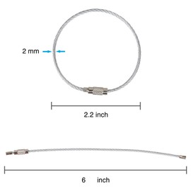 SaPeal 10 Pack 2mm Wire Keychain Cable 6 inch Stainless Steel Key Ring Loop for Outdoor Hiking