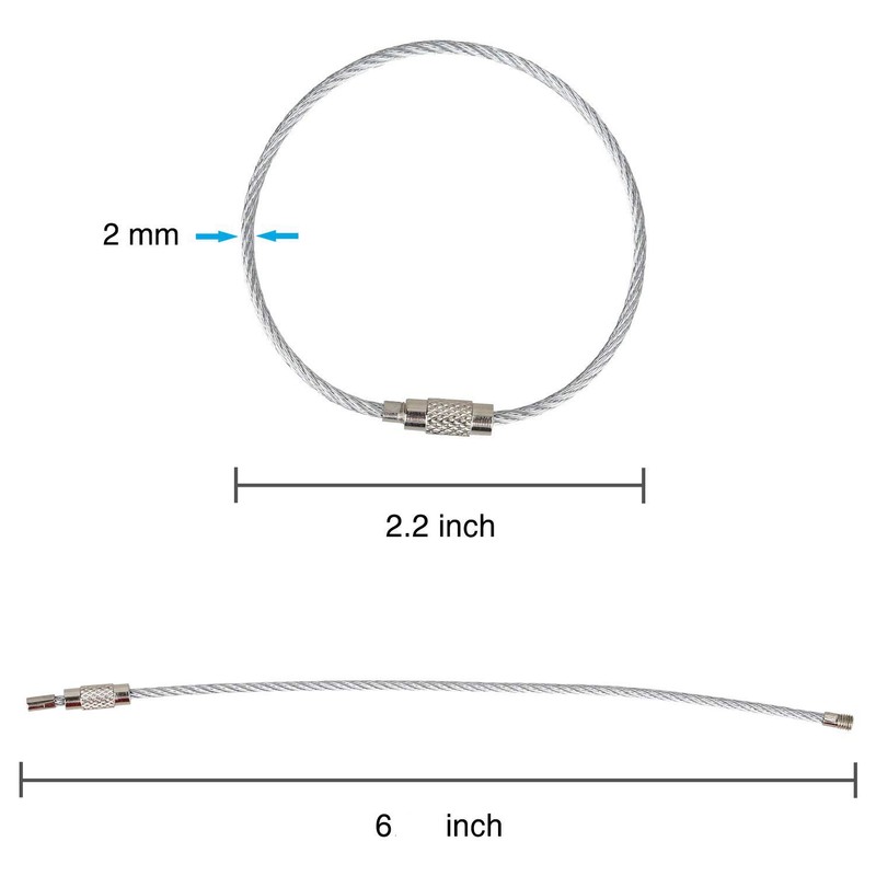 SaPeal 10 Pack 2mm Wire Keychain Cable 6 inch Stainless