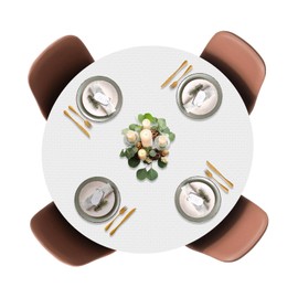 LAMINET - Deluxe Cushioned Heavy-Duty Elastic Edged Quilted Table Pad - Small Round - Fits Tables up to 44" Diameter - The Ultimate Protection for Your Table