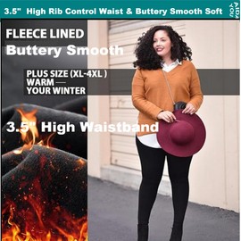 AIDAYOU Women's Thicken Thermal Fleece Lined Leggings Plus Tummy Control Stirrup, 3XL - Ribbed High Waist - Buttery Soft Size 24