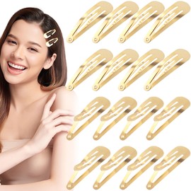 PAGOW 16 Pcs Gold Snap Hair Clips, 2"/5cm Metal Hair Barrettes, Thicken Hair Accessories for Women Thin and Thick Hair