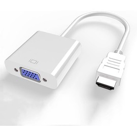HDMI to VGA, Gold-Plated HDMI to VGA Adapter (Male to Female) Compatible for Computer, Desktop, Laptop, PC, HDTV (White)