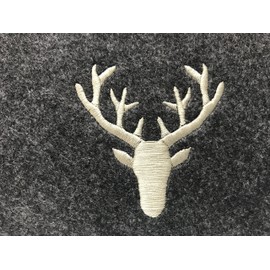 CH Trading Felt Deer Rectangular Placemats in Dark Grey with Beige Ch Trading Trophy Stag Head Embroidery, Set of 2