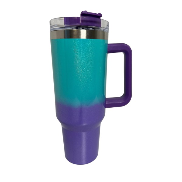 Tumbler Stainless-Steel 40oz with Handle and Straw. Screw-in Lid with