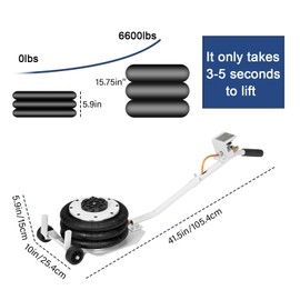 3T AirBag Jack with Round Handle, Heavy-Duty Pneumatic Jack, 6600 lbs Capacity, High-Strength Steel, White