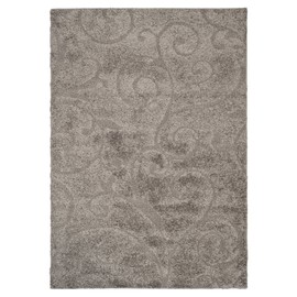 SAFAVIEH Florida Shag Collection Accent Rug - 3'3" x 5'3", Grey, Scroll Design, Non-Shedding & Easy Care, 1.2-inch Thick Ideal for High Traffic Areas in Entryway, Living Room, Bedroom (SG455-8013)