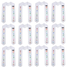 12PCS Kindergarten Preschool Graduation Sash, Kindergarten Preschool Graduation Stole, Unisex Kids Graduation Stole Class of 2026, White Printed Stole, Kindergarten Preschool Graduation Gifts for Kids