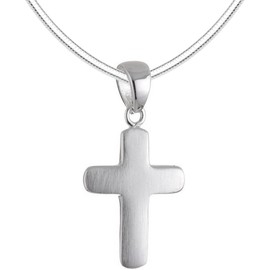 Vinani AKD-S Pendant Small Cross Matt with Snake Chain 925 Sterling Silver, Silver