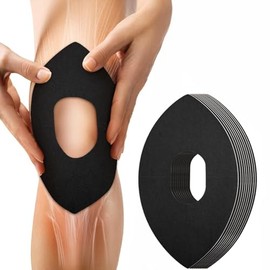 Precut Kinesiology Tape for Knees, 10 Pcs Waterproof & Elastic Athletic Tape for Knee Support & Stability, Breathable Hypoallergenic Latex-Free Tape, German-Engineered Skin-Friendly Adhesive (Black)
