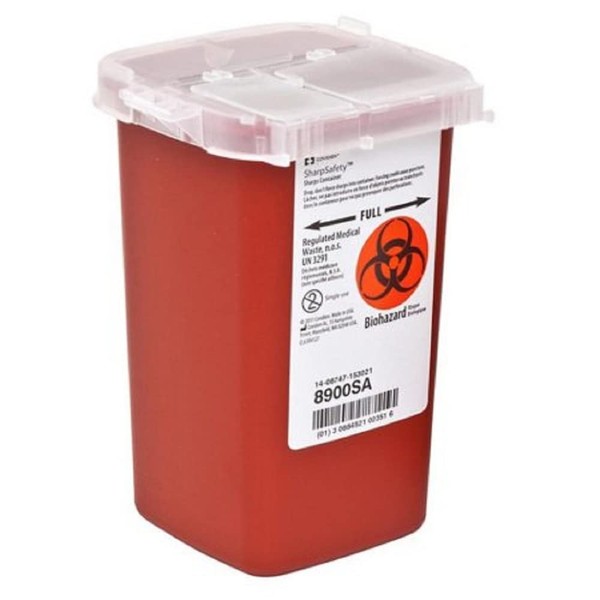 Kendall Phlebotomy Sharps Containers 1 Qt Clear Lid -