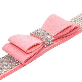 Haoyueer Rhinestone Dog Collar, Cute Dazzling Sparkling Soft Suede Leather Dog Cat Rhinestone Collar Crystal Diamond Pet Dog Puppy Collar (XS, Pink-1)