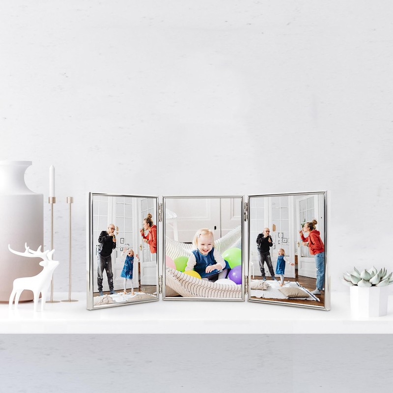 Frametigo Silver Plated Thin Edge Triple Frame Photo Frame -