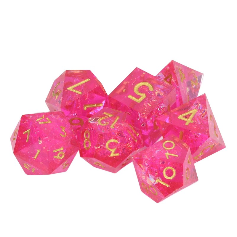 7PCS Polyhedral Dice Clear Numbers Pointed Edges Resin Dice Set