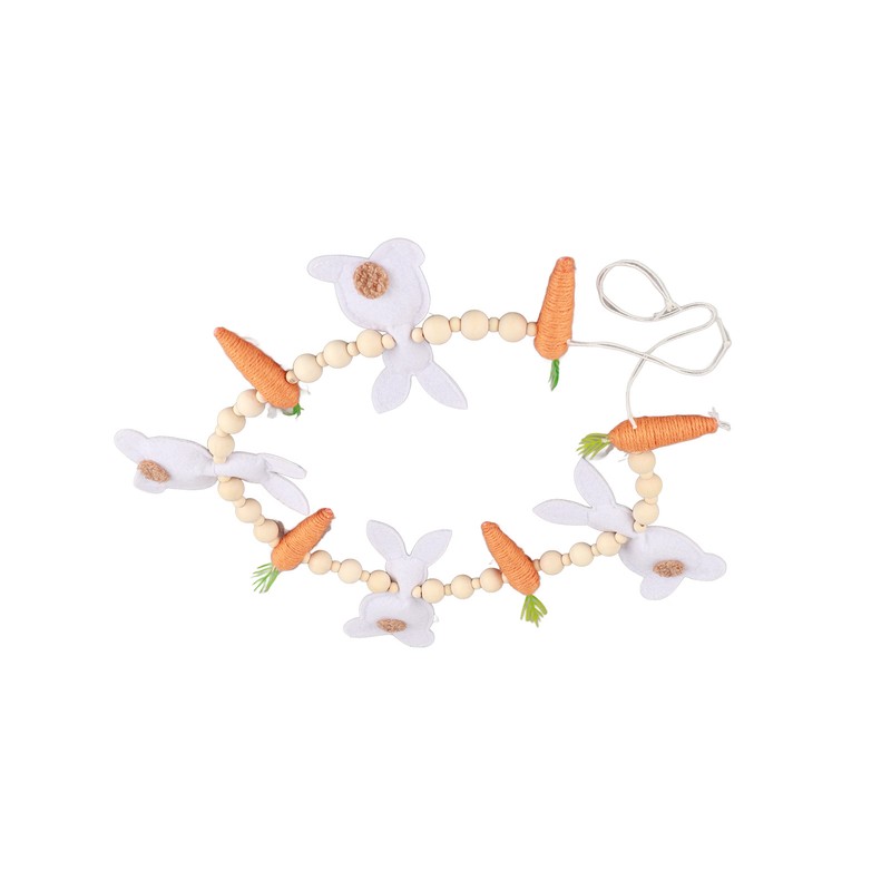 Easter Bunny Carrot Wreath Decor Spring Garland for Home Party