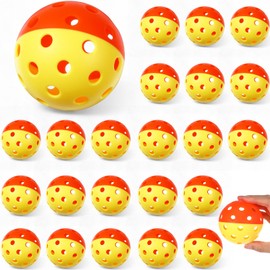 LaRandom 24 Pack Yellow/Orange Plastic Baseball Practice Balls Bulk 40 Holes Two-Tone Lightweight Hollow Softballs for Hitting Batting Training Pitching Indoor Outdoor Use, 2.9 Inches