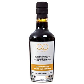 QO Gourmet Thick Flavored Aged Dense Balsamic Vinegar | High Density CITRUS Infused Italian Vinegar | 250ml/8.45 fl.oz.| All Natural | Produced & Bottled in Modena, Italy