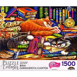 Puzzle Collector 1500 Piece Puzzle - The Old Book Shop Cats by Irina Garmashova-Cawton