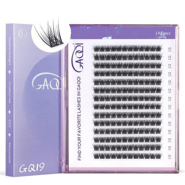 GAQQI Lash Clusters, GQ19 Individual Lashes 168pcs C Curl, DIY